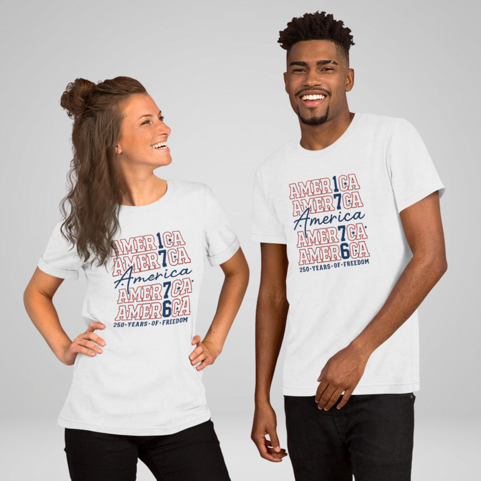 America 250 Years of Freedom T-Shirt | Patriotic Typography | 4th of July