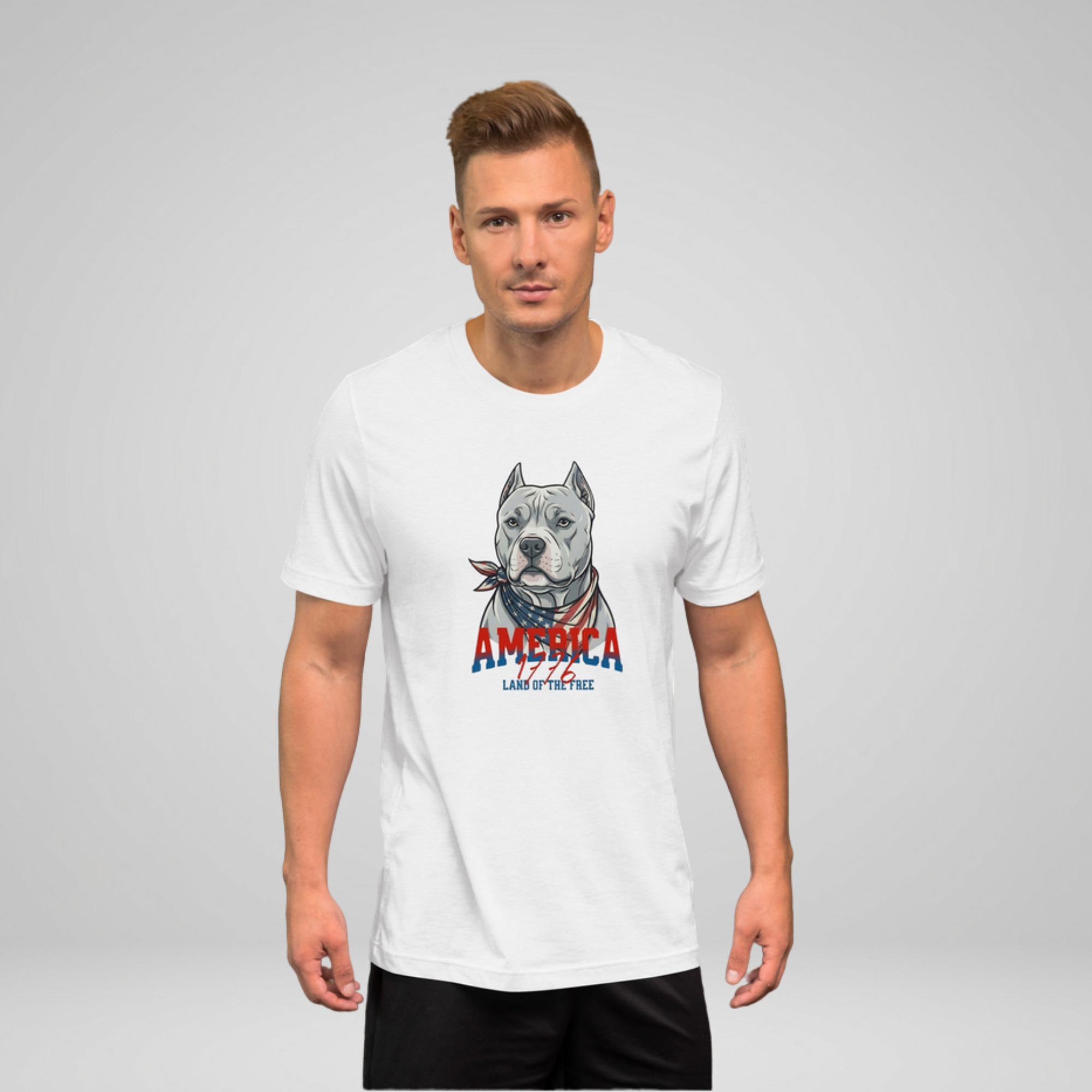America Land of the Free T-Shirt | Patriotic Dog Tee | 4th of July USA
